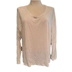 All In Motion Top Women's M Cream Ivory Side Slit Long Sleeve Shirt